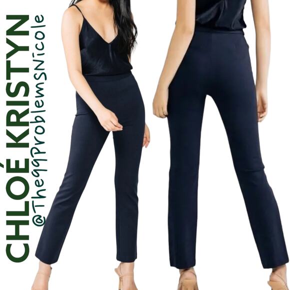 Chloe Kristyn Brennan Straight Leg Ponte Pants in Navy - Picture 1 of 6